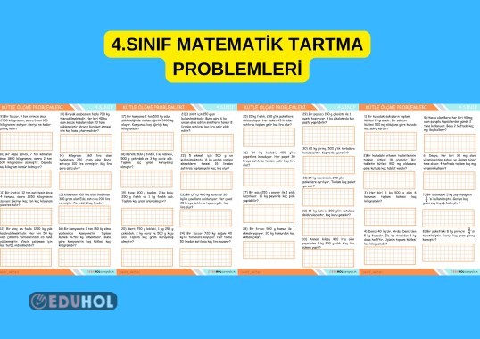 4.SINIF MATEMATİK KÜTLE ÖÇLME TARTMA PROBLEMLERİ 33 SORU