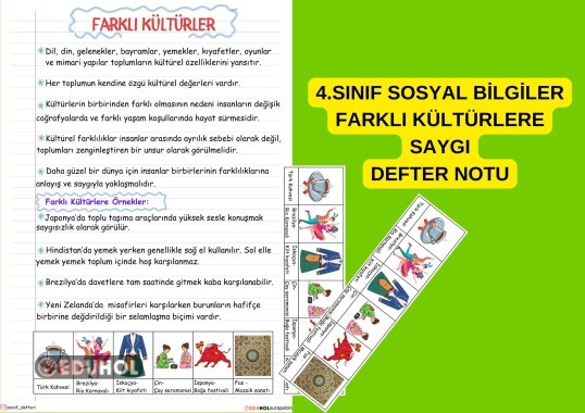 4.SINIF SOSYAL BİLGİLER FARKLI KÜLTÜRLER DEFTER NOTU VE ETKİNLİK