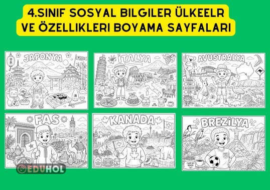 4.SINIF SOSYAL BİLGİLER ÜLKELER VE ÖZELLİKLERİ BOYAMA SAYFALARI ETKİNLİK