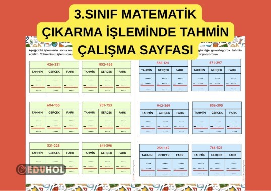 ÇIKARMA İŞLEMİNDE TAHMİN ÇALIŞMA SAYFALARI ETKİNLİK