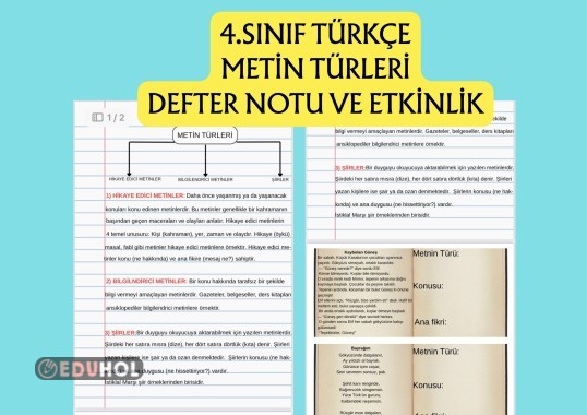 METİN TÜRLERİ DEFTER NOTU VE ETKİNLİK