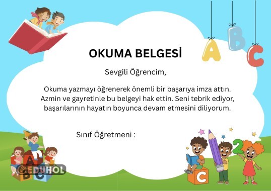 OKUMA BELGESİ OKUMA BAYRAMI