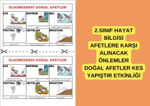 2.SINIF HAYAT BİLGİSİ AFETLERE KARŞI ALINACAK ÖNLEMLER DOĞAL AFETLER KES YAPIŞTIR ETKİNLİĞİ