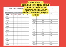 3.SINID TÜRKÇE / ÖZEL CİNS İSİM - TEKİL ÇOĞUL TOPLULUK İSİMLERİ - YAZIMI KARIŞTIRILAN SÖZCÜKLER