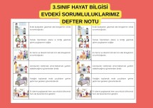 3.SINIF HAYAT BİLGİSİ EVDEKİ SORUMLULUKLARIMIZ DEFTER ETKİNLİĞİ KES YAPIŞTIR