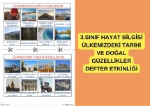 3.SINIF HAYAT BİLGİSİ ÜLKEMİZDEKİ DOĞAL VE TARİHİ GÜZELLİKLER DEFTER ETKİNLİĞİ