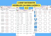 3.SINIF KESİRLER ETKİNLİK SAYFALARI 3-4-5 / BÜTÜN YARIM ÇEYREK ÇALIŞMA KAĞIDI