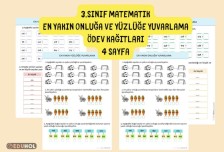 3.SINIF MATEMATİK - Sayıları en yakın onluğa ve yüzlüğe yuvarlama Çalışma Kağıtları