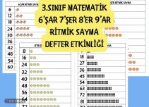 3.SINIF MATEMATİK Altışar yedişer sekizer dokuzar ritmik sayfa defter etkinliği kes yapıştır