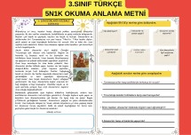 3.SINIF TÜRKÇE / OKUMA ANLAMA METNİ / DİNOZORLARIN GİZEMŞİ DÜNYASI / 5N1K