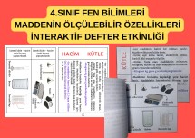 4.SINIF FEN BİLİMLERİ - MADDENİN ÖLÇÜLEBİLİR ÖZELLİKLERİ - KÜTLE HACİM İNTERAKTİF DEFTER ETKİNLİĞİ