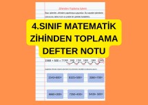 4.SINIF MATEMATİK ZİHİNDEN TOPLAMA İŞLEMİ DEFTER NOTU