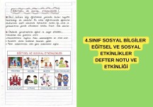 4.SINIF SOSYAL BİLGİLER EĞİTSEL VE SOSYAL ETKİNLİKLER DEFTER NOTU VE ETKİNLİK