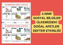 4.SINIF SOSYAL BİLGİLER ÜLKEMİZDEKİ DOĞAL AFETLER KES YAPIŞTIR DEFTER ETKİNLİĞİ