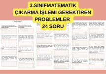 ÇIKARMA İŞLEMİ GEREKTİREN PROBLEMLER 24 SORU