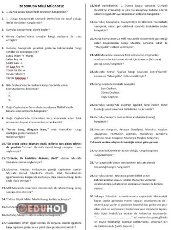 30 Soruda Milli Mücadele