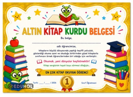 ALTIN KİTAP KURDU BELGESİ