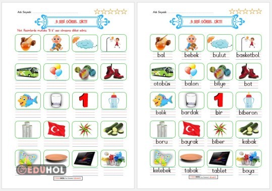 B Sesi Görsel Dikte · Eduhol - Etkinlik İndir Oyun Oyna Test Çöz Video İzle