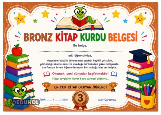 BRONZ KİTAP KURDU BELGESİ