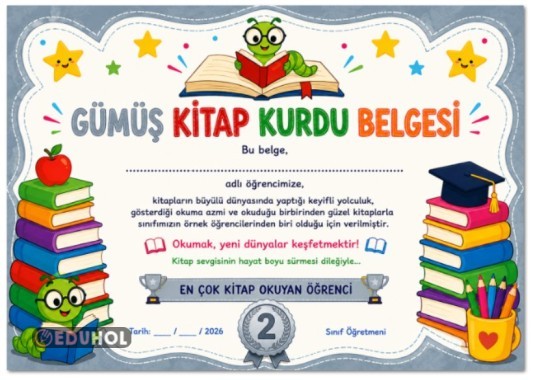 GÜMÜŞ KİTAP KURDU BELGESİ