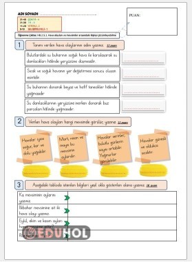 HB Hava Olayları ve Mevsimler SÜREÇ DEĞERLENDİRME