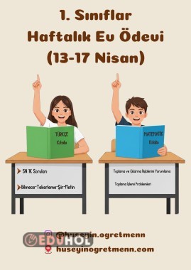 1.Sınıflar Haftalık Ev Ödevleri(13-17 Nisan)