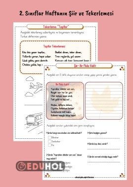 Haftanın Şiir ve Tekerleme Çalışması (3-7 Kasım)