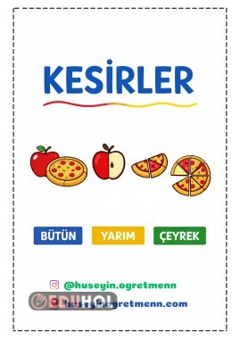Kesirler Defter Notları ve Çalışma Kağıtları