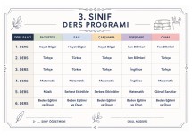 3. Sınıf Ders Programı