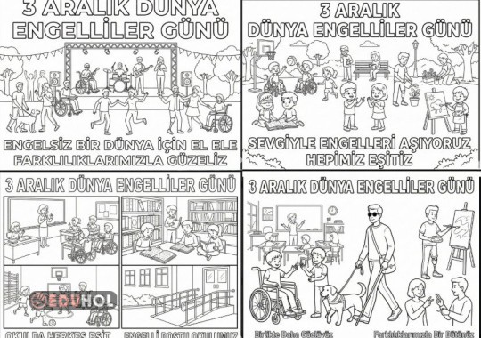 3 Aralık Dünya Engelliler Günü Boyama Sayfaları