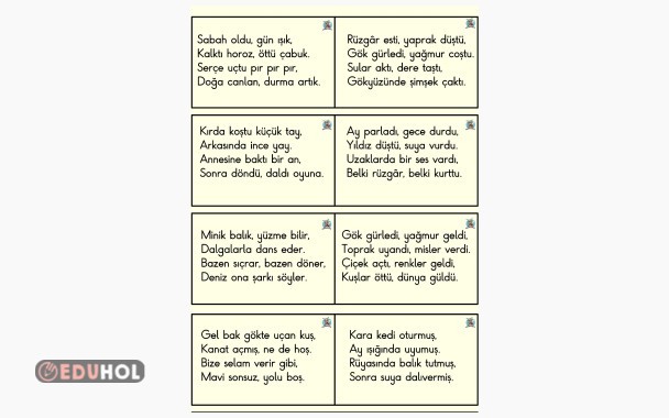 akıcı okuma kartları