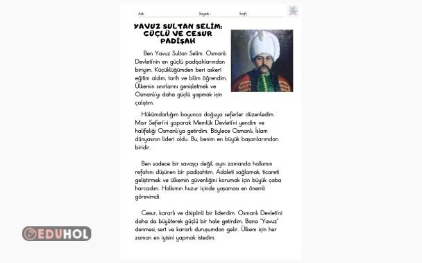 okuyorum anlıyorum Yavuz Sultan Selim