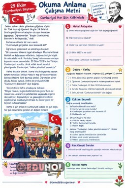 Cumhuriyet Bayramı Temalı Okuma Anlama Çalışması