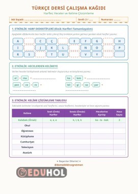 2.Sınıf Türkçe/Harf-Hece-Kelime Çözümleme