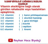 9. SINIF BİYOLOJİ 1.DÖNEM 2.YAZILIYA HAZIRLIK