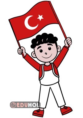 16 Parça Pano İçin Bayrak Tutan Cocuk Görseli