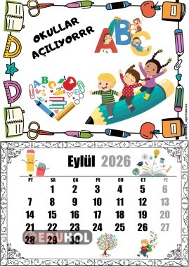 2026 Eylül Ayı Takvimi