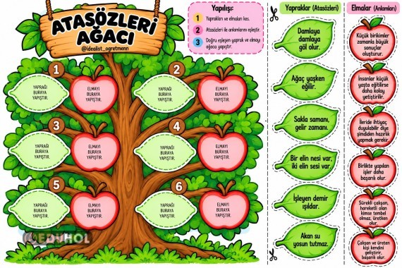 ATASÖZLERİ DEFTER ETKİNLİĞİ KES -YAPIŞTIR