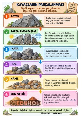 Kayaçtan kuma açıklamalı defter çalışması