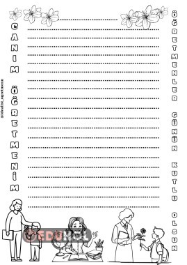 Öğretmenler Günü Şiir Yazma Şablonu