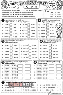 SAYILARI KARŞILAŞTIRMA ÇALIŞMA KAĞIDI