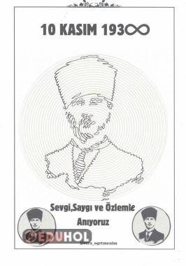 10 Kasım Spiral Atatürk silüeti boyama