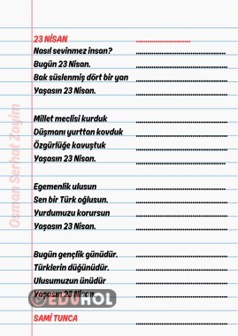 23 Nisan Şiir Yazma Çalışması