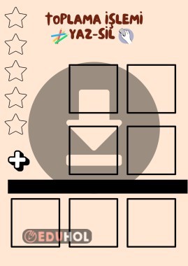 TOPLAMA İŞLEMİ KARTI ( PVC KAPLAMA İLE KULLANIM) YAZ-SİL