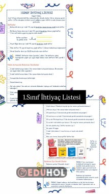 1.Sınıf İhtiyaç Listesi