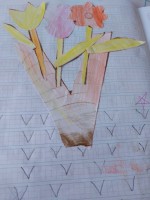 V harfi defter görseli