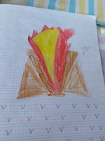 V harfi (volkan) defter görseli