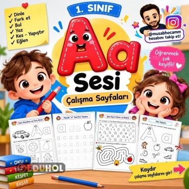 12 sayfalık A sesi Çalışma Sayfaları