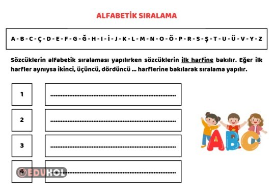 Alfabetik Sıralama Yaz-Sil Tahtası