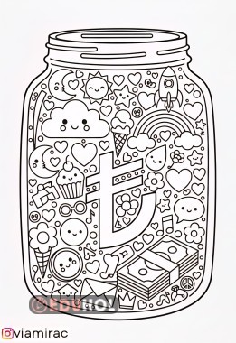 Detaylı kumbara boyama sayfası